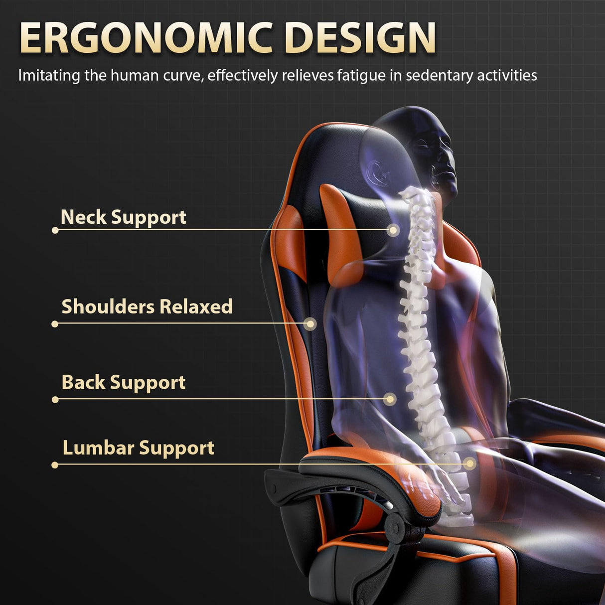 Ergonomic Gaming Chair with Footrest and Lumbar Support