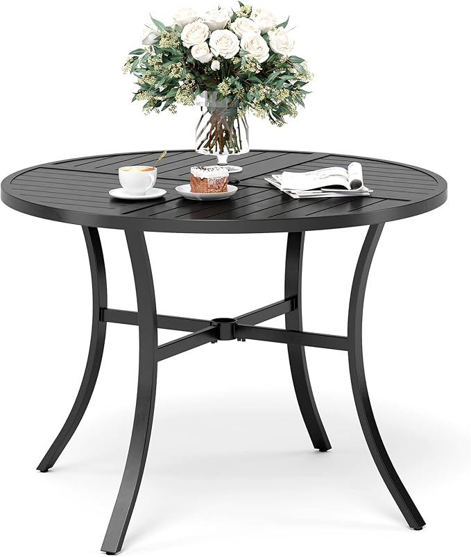 83" Patio Dining Table for 8,Large Rectangle Patio Table with Umbrella Holed