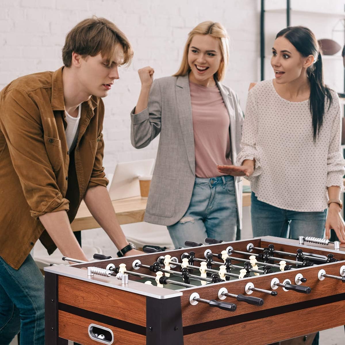 54" Foosball Table, Soccer Game Table Competition Sized Football Arcade for Adults