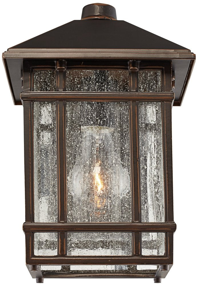 Sierra Craftsman Art Deco Outdoor Wall Light Fixture Rubbed Bronze Brown Steel