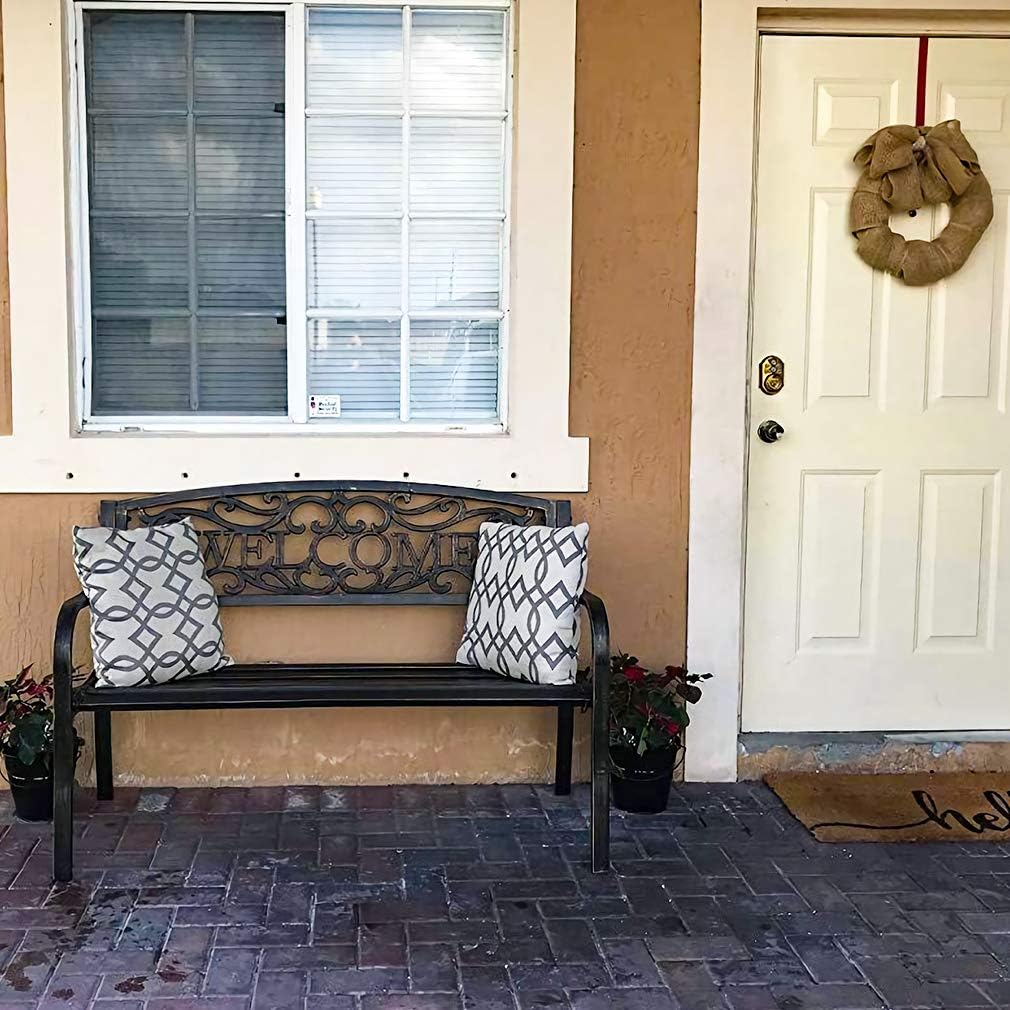 50" Patio Garden Bench Park Yard Outdoor Furniture Steel Frame Porch Chair
