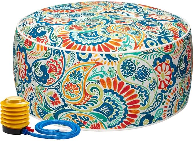Inflatable Stool Ottoman Pouf D20 xH9, Outdoor Round Footrest Footstool