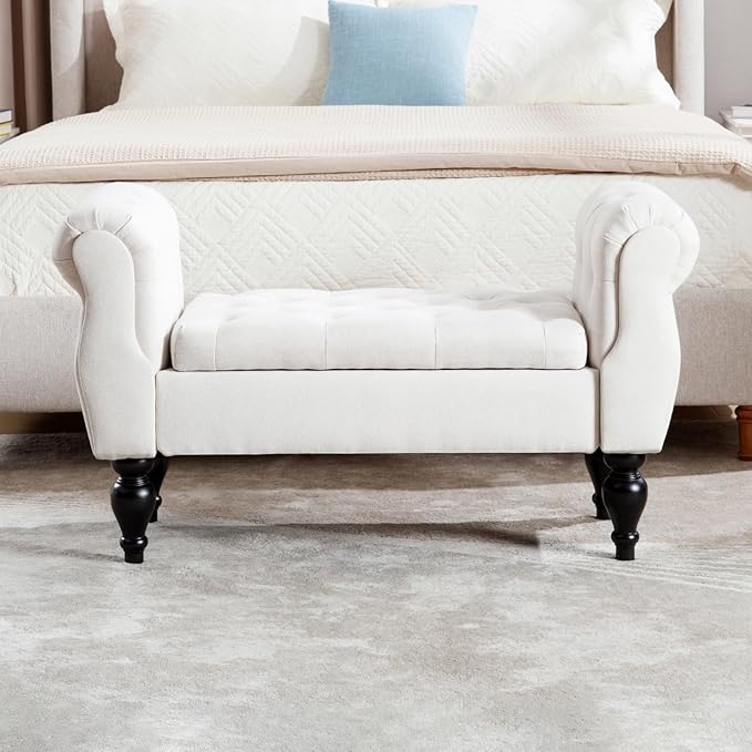 Storage Bench with Arms End of Bed Bench, Entryway Bench