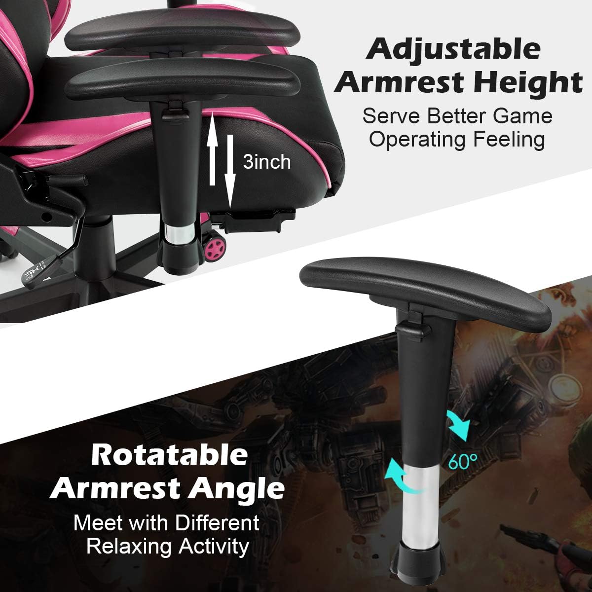 Massage Gaming Chair with Footrest - Ergonomic Reclining Office Chair