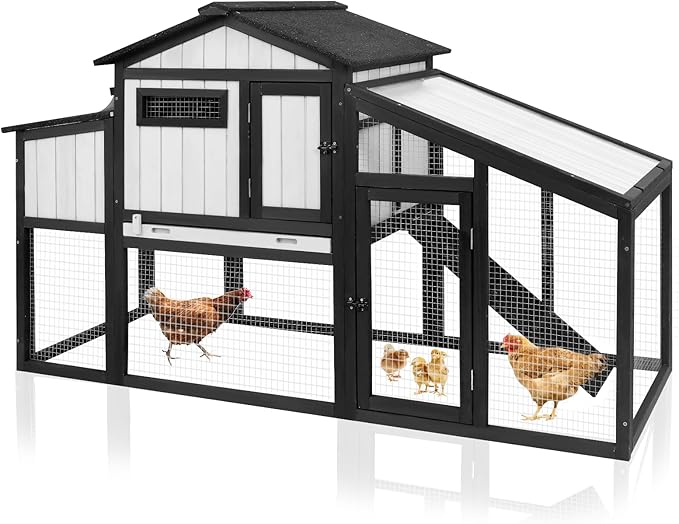 Ketive Wooden Chicken Coop with Nesting Boxes – UV-Resistant Roof & Expandable Run