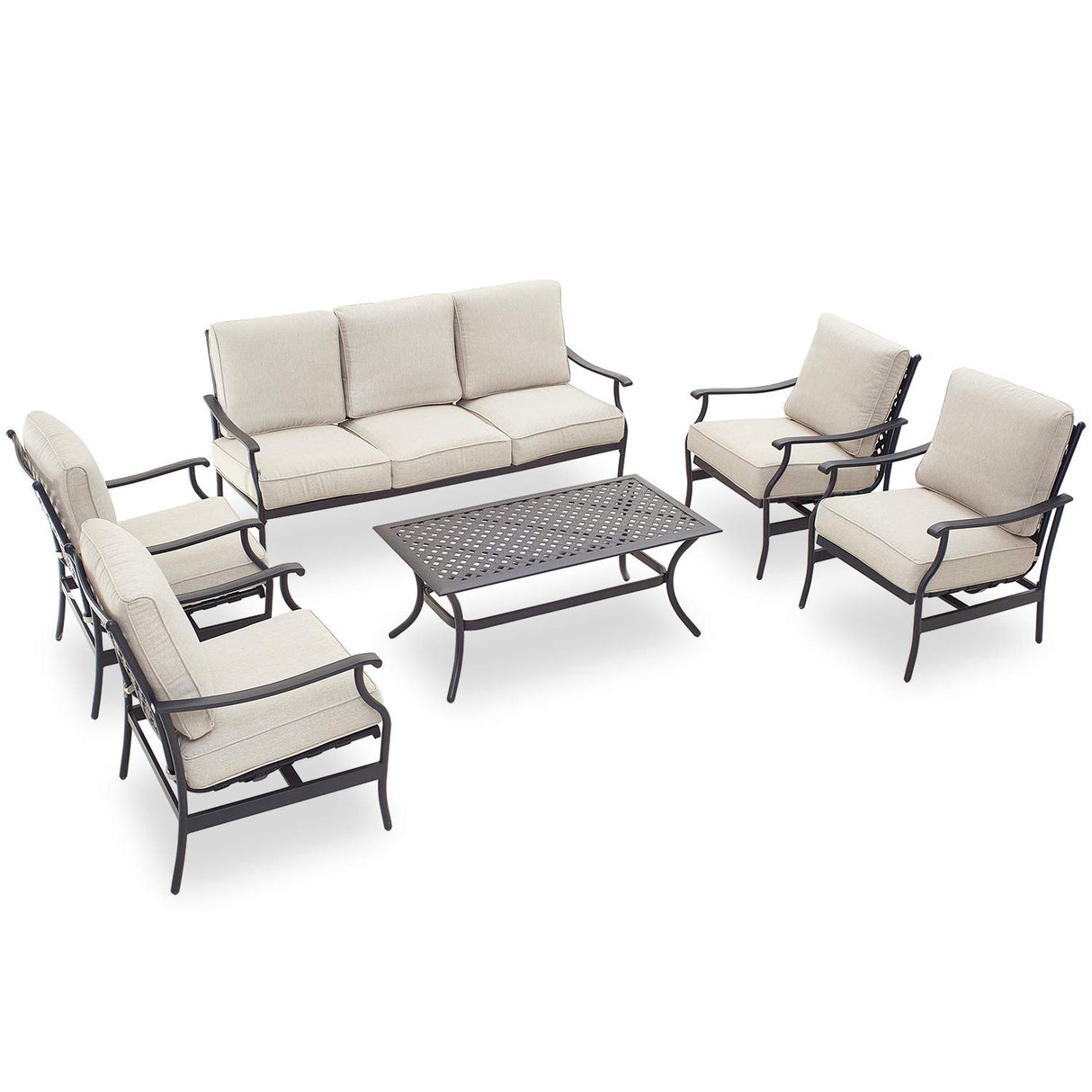 Patio Conversation Set Cushioned Outdoor Furniture Sets with All Weather Galvanized