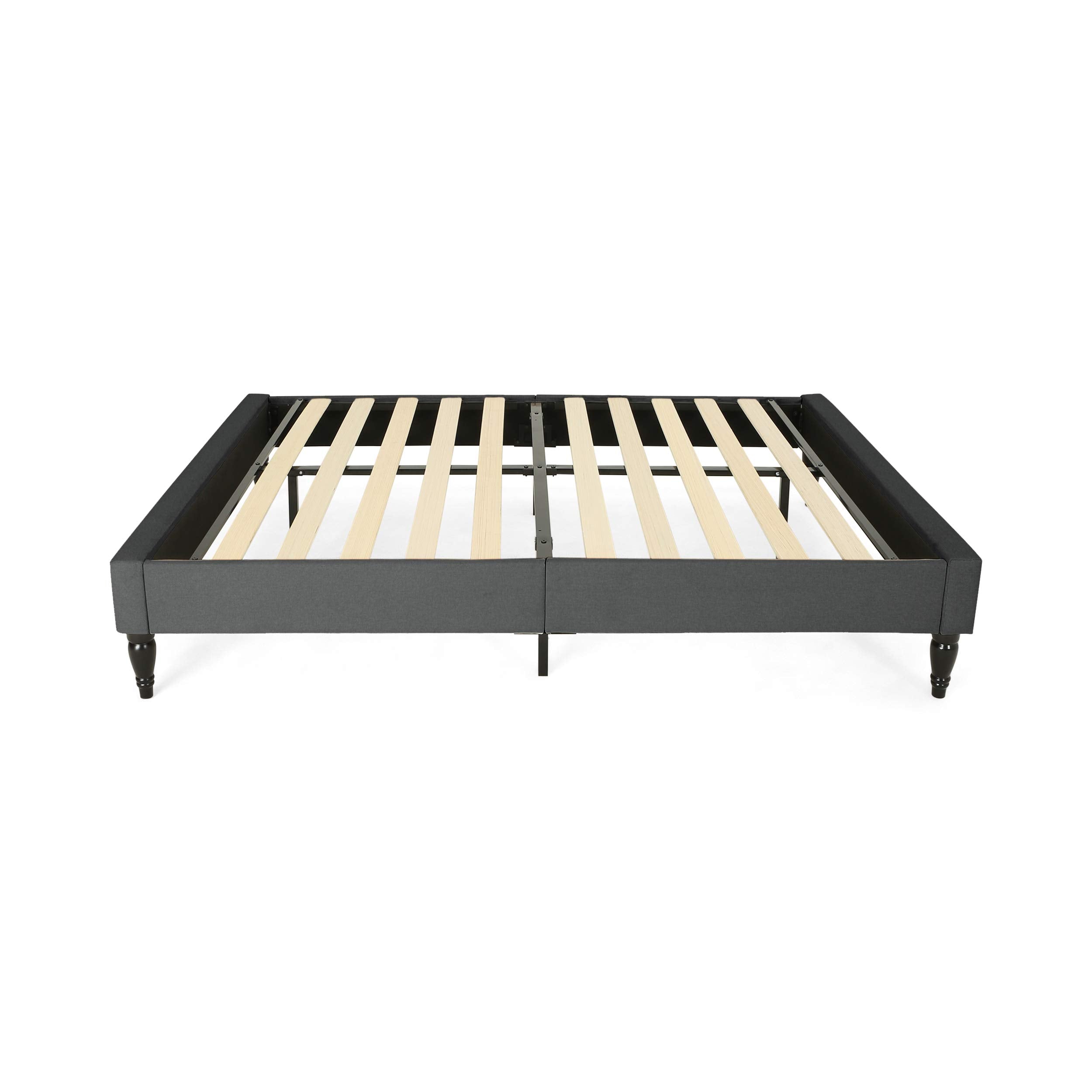 Lowe Queen-Size Bed Frame Fully-Upholstered Charcoal Gray