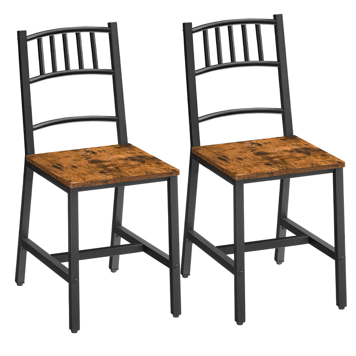 Kitchen Chairs Set of 2, Wooden Dining Room Chairs with Metal Frame