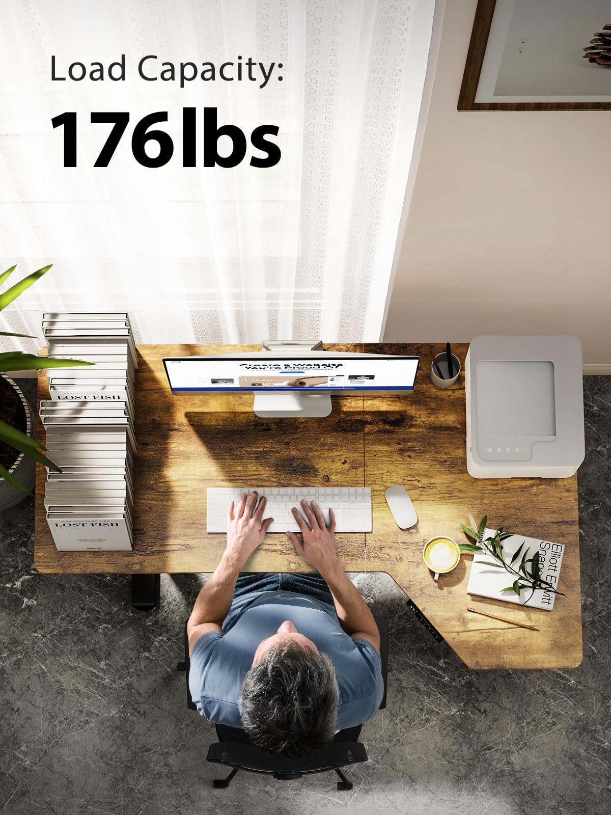 L Shaped Standing Desk Adjustable Height,55x34 Inch Electric Standing Desk