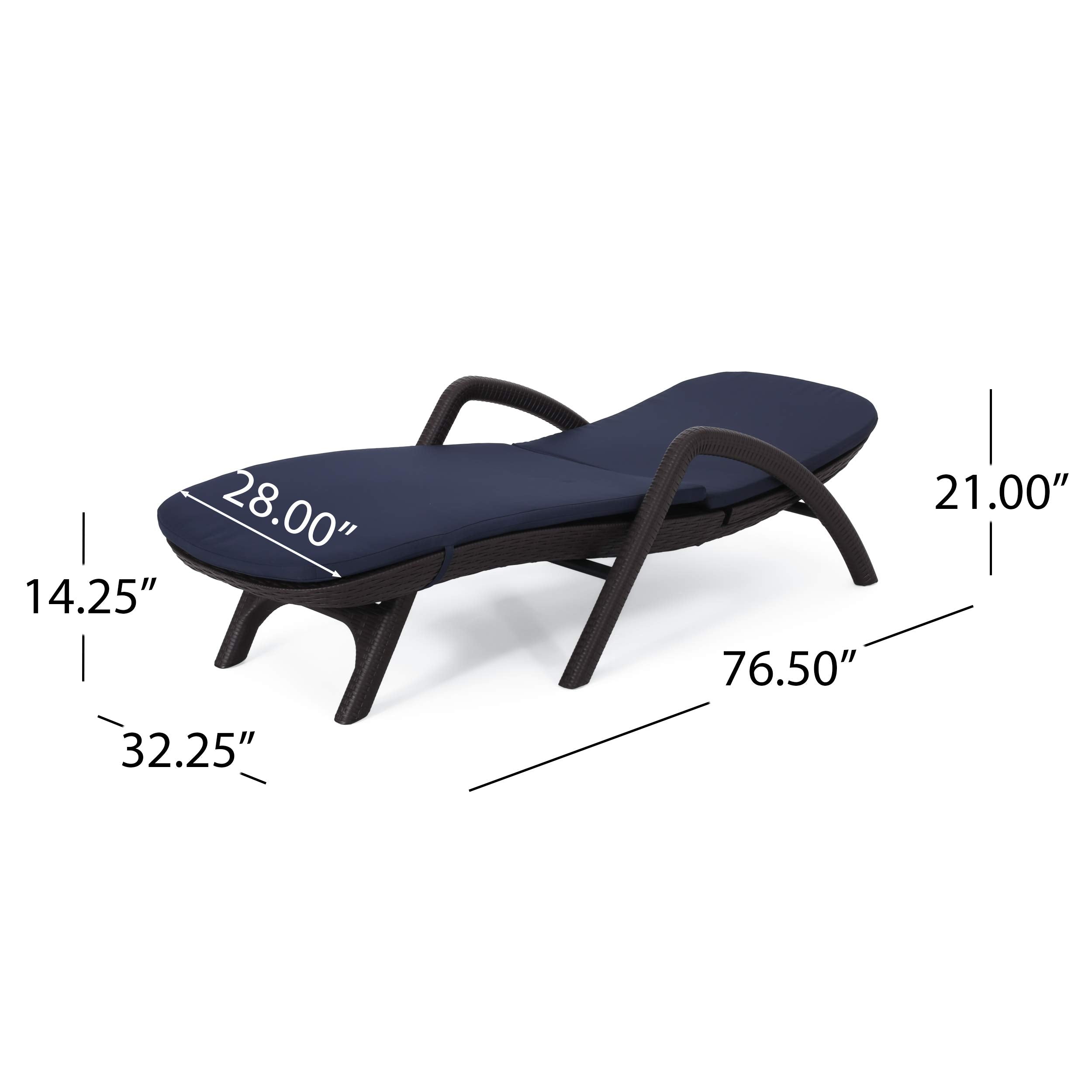 Home Chaise Lounge Set, Dark Brown + Navy Blue