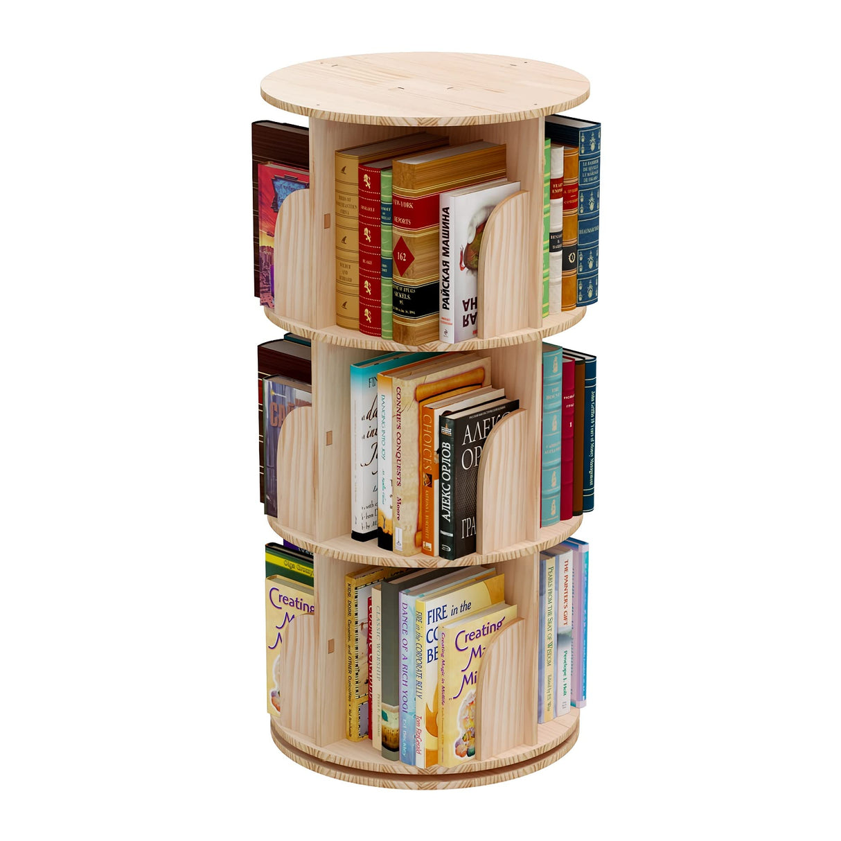 3 Tier 360° Rotating Stackable Shelves Bookshelf Organizer 360 Display Rotating Bookshelf