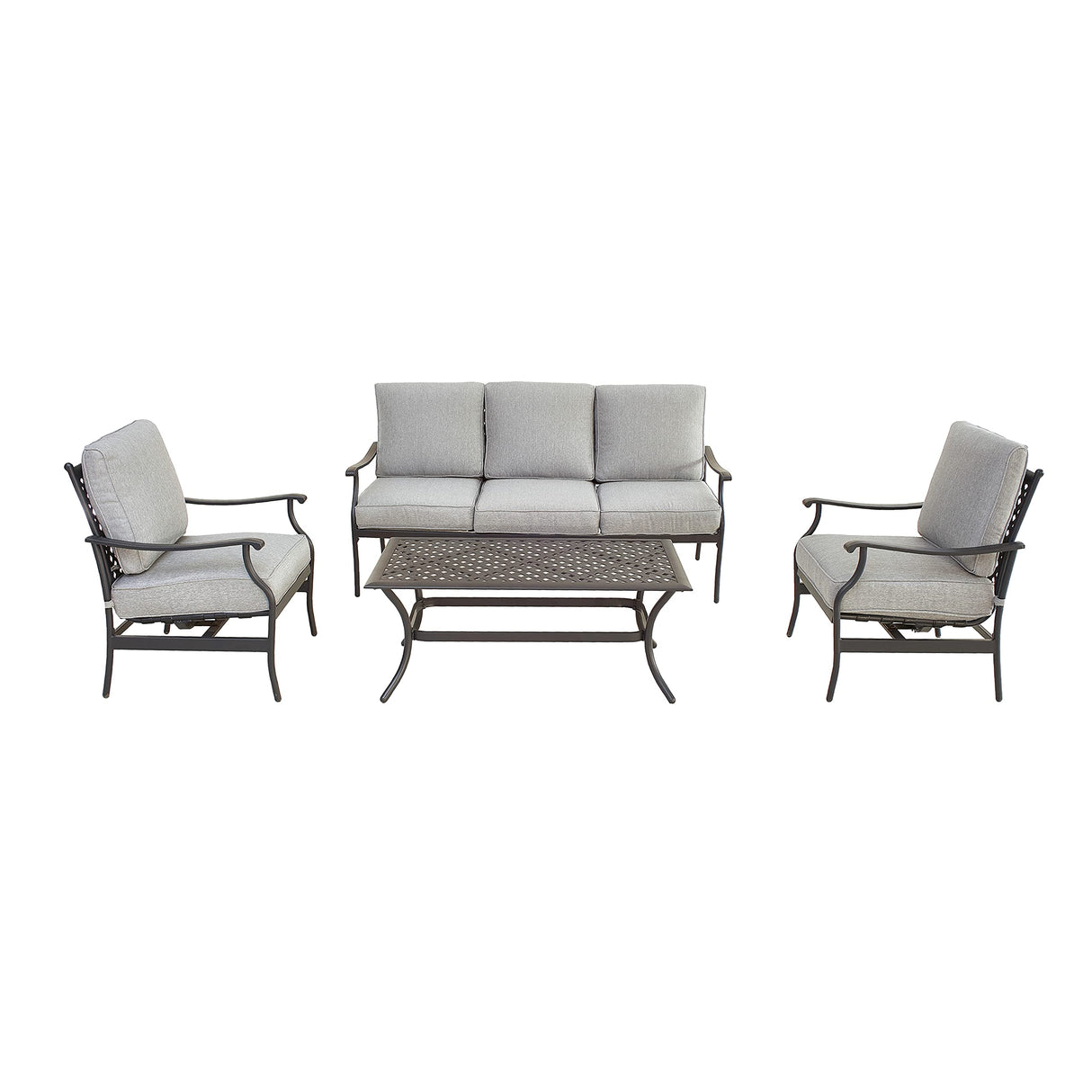 Metal 4 Piece Outdoor Conversation Set Patio Couch Furniture w/2 Sofa Chairs