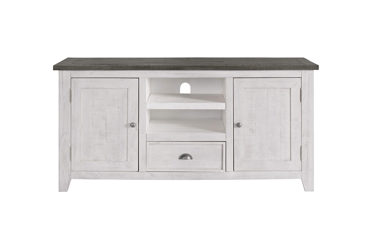 Monterey TV Stand, White with Grey Top