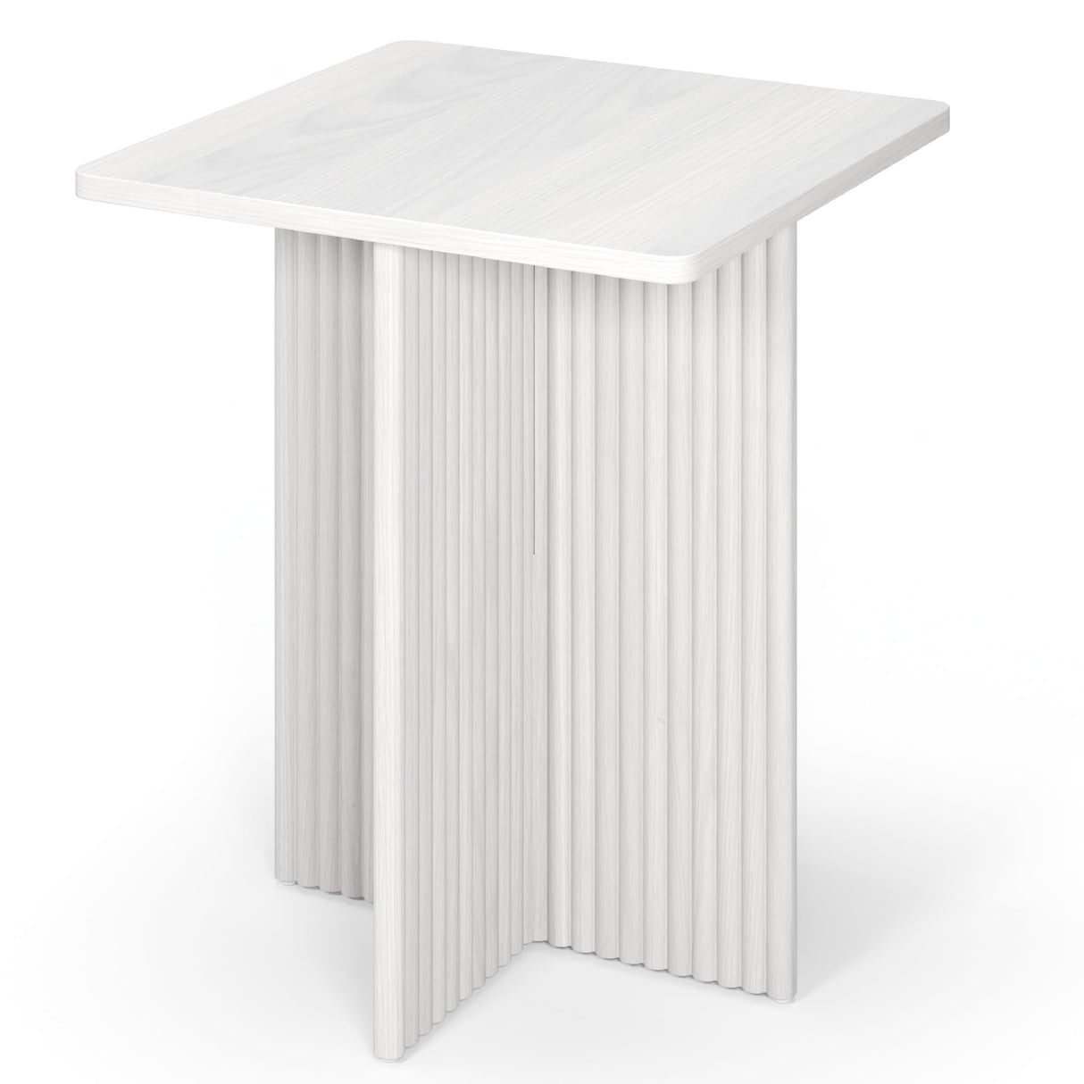 Fluted Accent Side Table - Pedestal Drink Desk - Modern Home, Bedroom