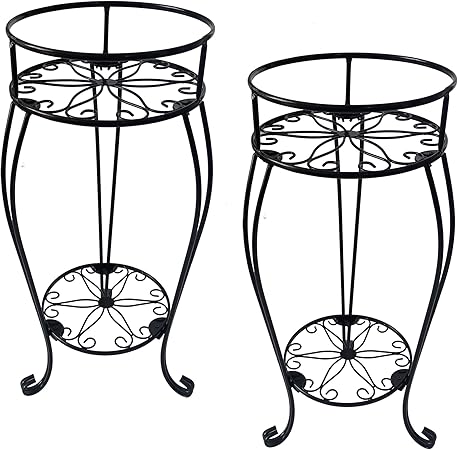 Casimir 2-Tier Elegant Metal Plant Stand – 26.6” Flower Rack