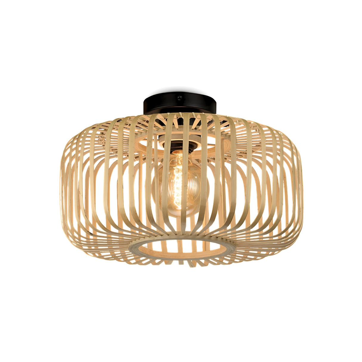 Rattan Flush Mount Light Fixture, 16 Inch Large Boho Light Fixtures Ceiling