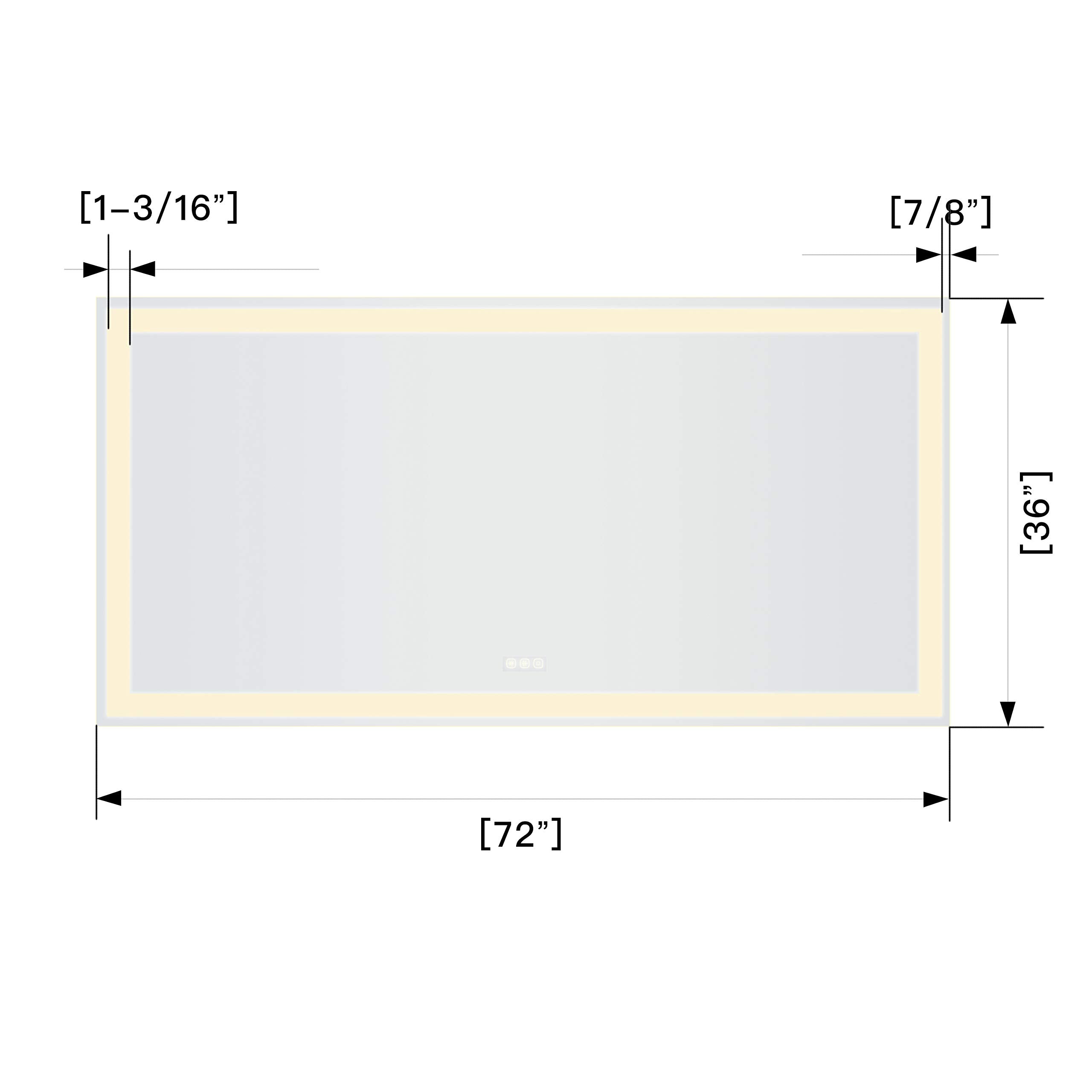 B&C 72"x36" Lighted Bathroom Mirror Wall Mounted|High Lumen LED Lights with CRI>95| Plug/Wall Switch Ready|Vertical or Horizontal|Defogger and Dimmer with Memory|Touch Switch|Non-Copper Silver Backed