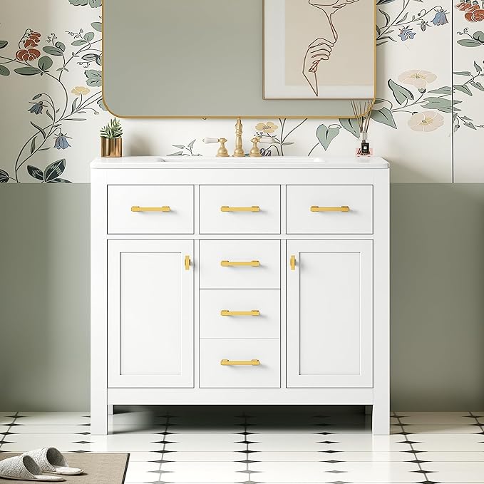 36" Bathroom Vanity with Sink, Freestanding Modern Bathroom Vanity Cabinet