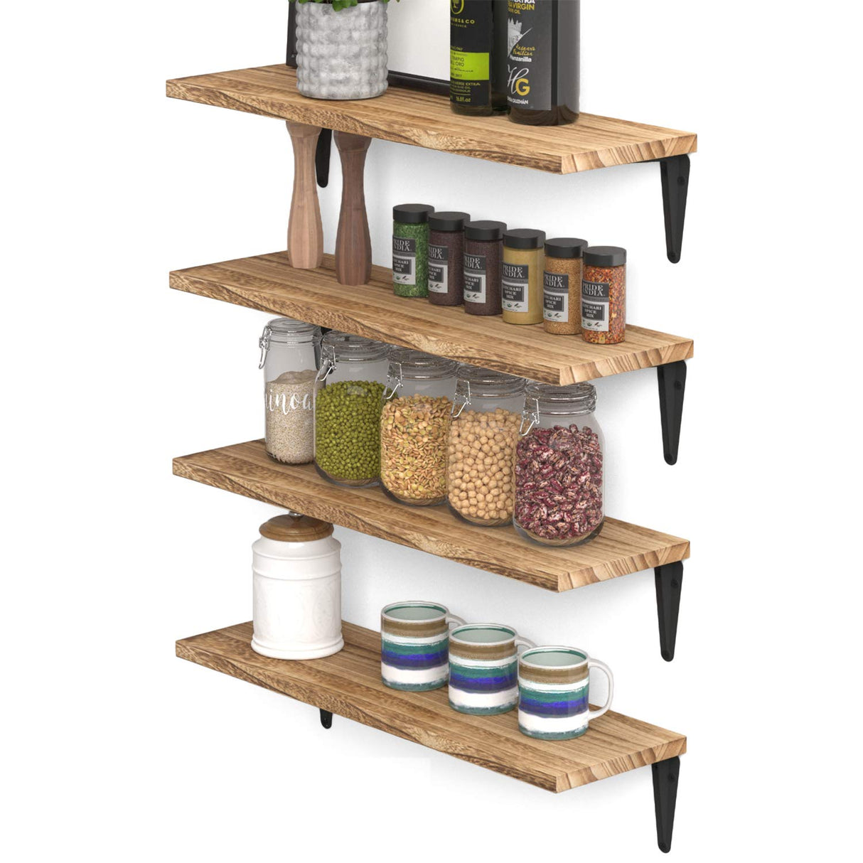 Arras Floating Shelves for Wall Storage, Wood Wall Shelves for Kitchen Organization