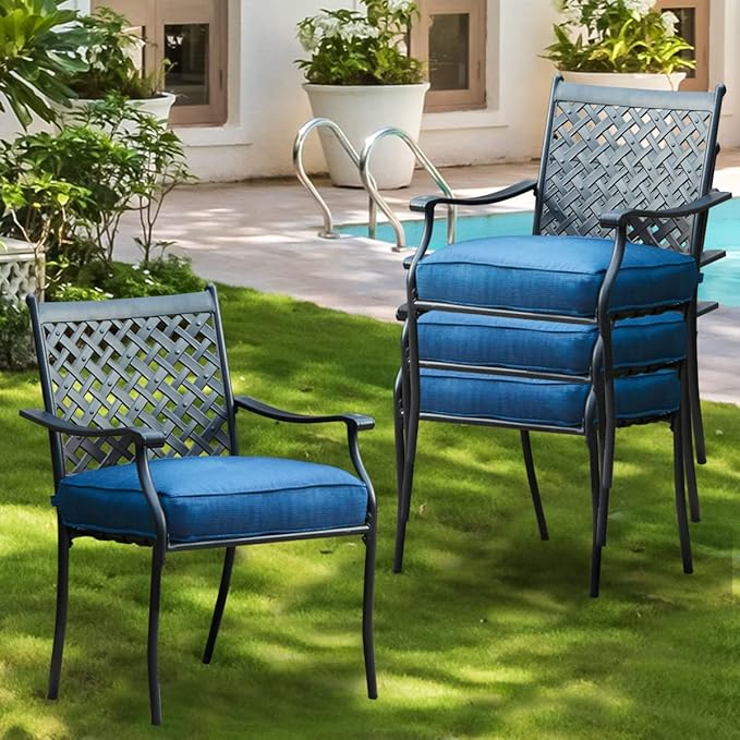 Patio Dining Chairs Stackable Outdoor Chairs Dining Furniture Set of 4
