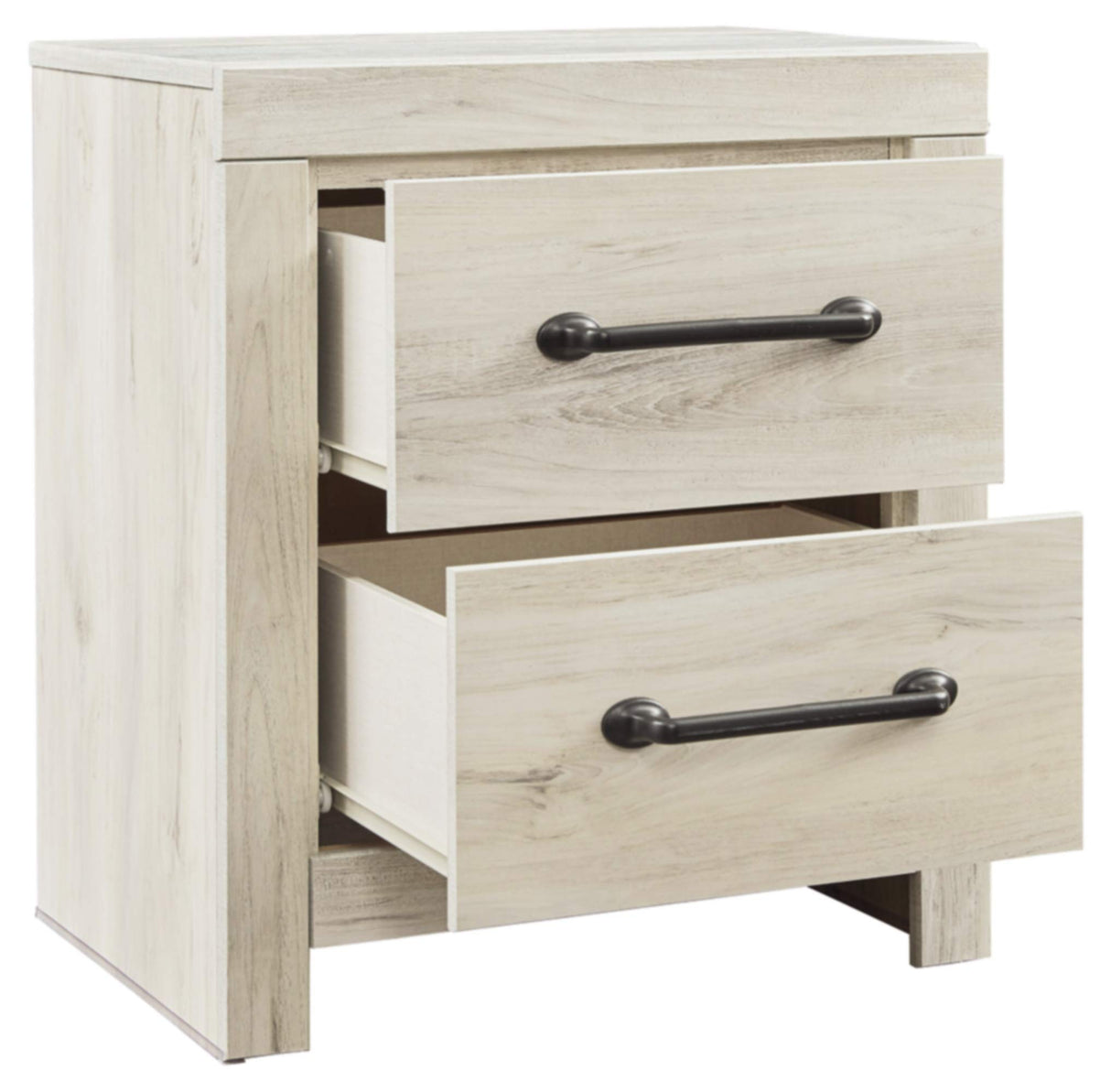 Cambeck Farmhouse Industrial 2 Drawer Two Drawer Nightstand with 2 Slim-Profile