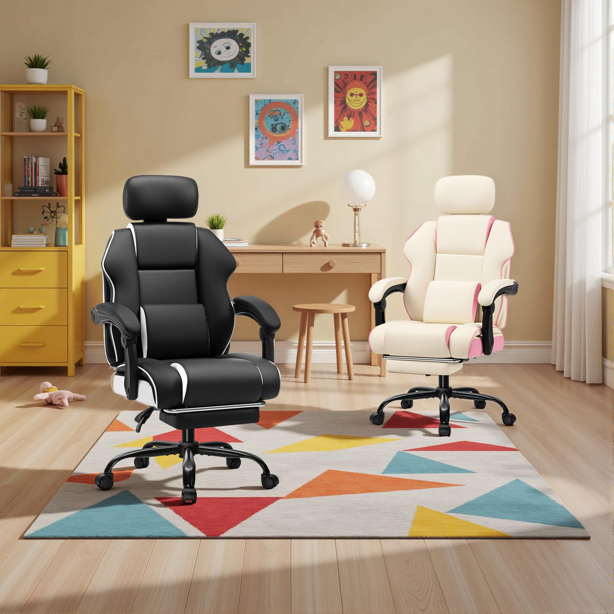 Ergonomic Office Chair with Footrest - Adjustable Headrest & Lumbar Support