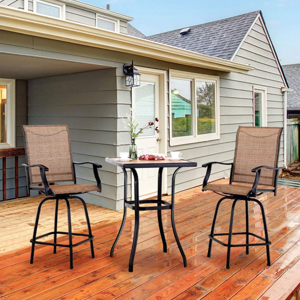 3 PCS Patio Swivel Bar Set Outdoor Furniture Bar Height Bistro Set