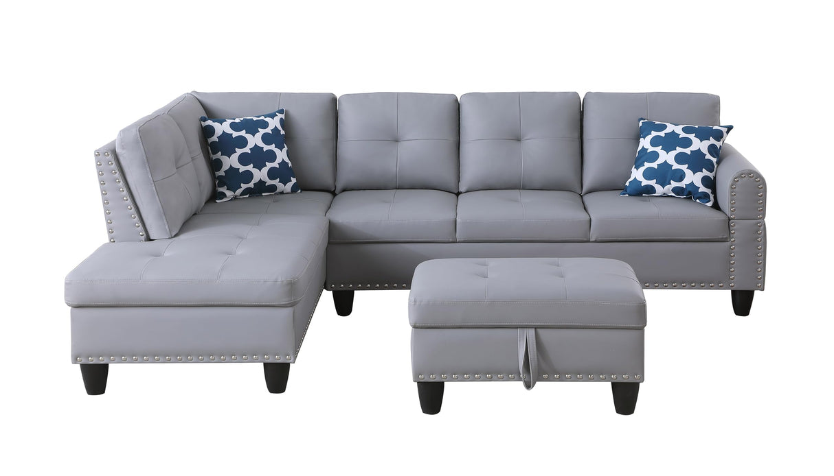 Leather Upholstered Sectional Sofa with Right Chaise