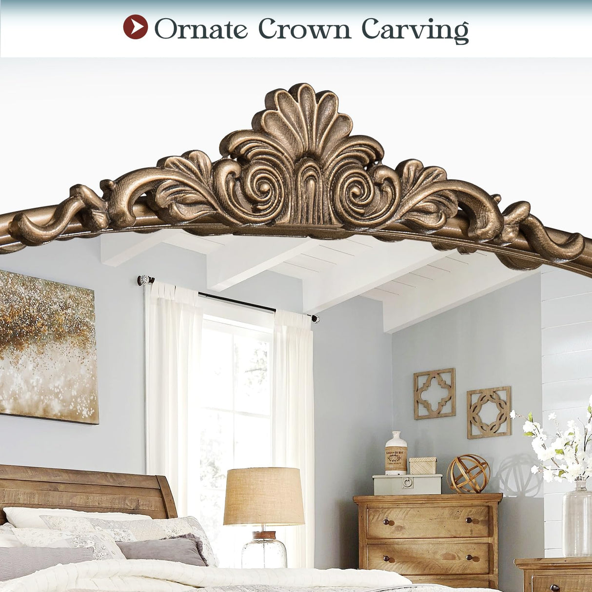 24" x 36" Antique Gold Arched Wall Mirror