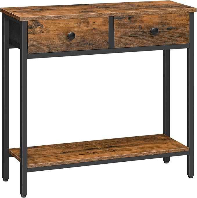 29.5" Narrow Console Table with 2 Fabric Drawers, Small Entryway Table