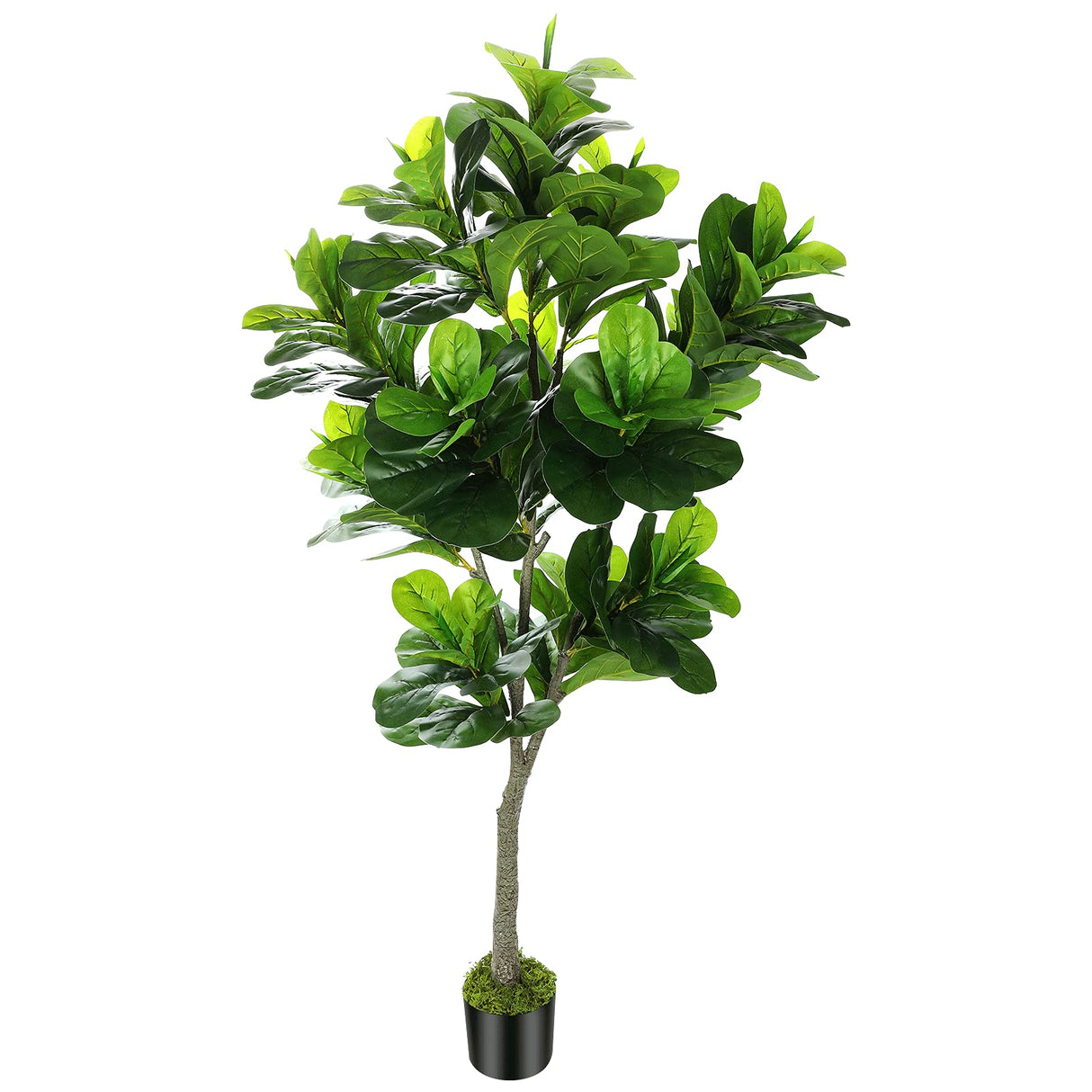 6ft Full Artificial Fiddle Leaf Fig Tree (72in) with Plastic Nursery Pot Faux Tree,