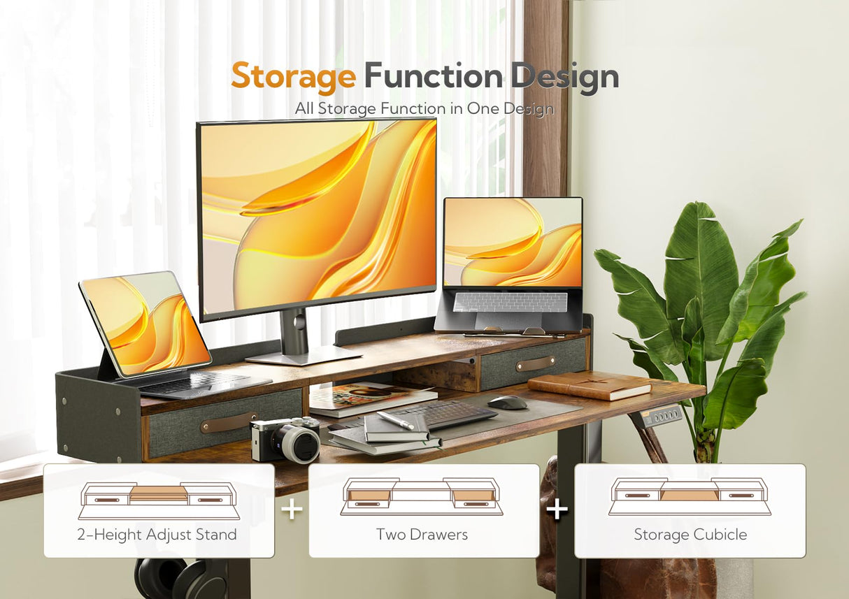 Standing Desk with Drawers, Stand Up Electric Standing Desk Adjustable