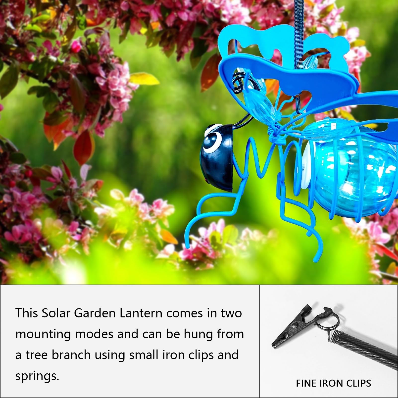 Solar Garden Lantern Outdoor Decorative Waterproof LED Bug Lights Tabletop Lanterns