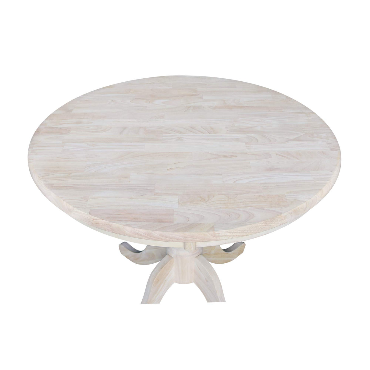 IC International Concepts 36" Round Top Pedestal Dining Table, Unfinished