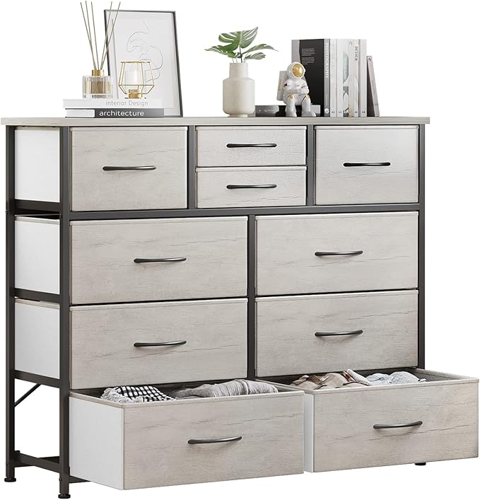 10-Drawer Dresser, Fabric Storage Dresser Drawers for Bedroom