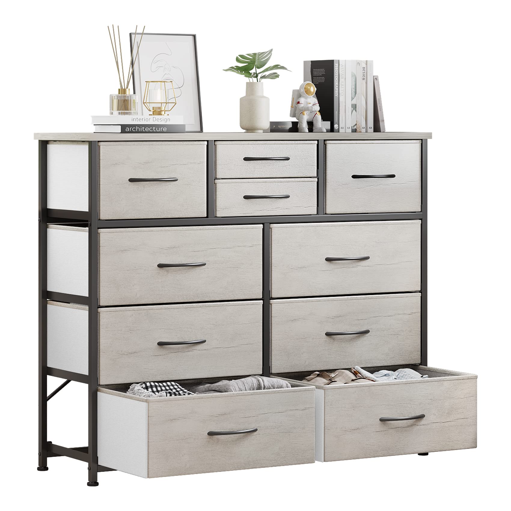 10-Drawer Dresser, Fabric Storage Dresser Drawers for Bedroom