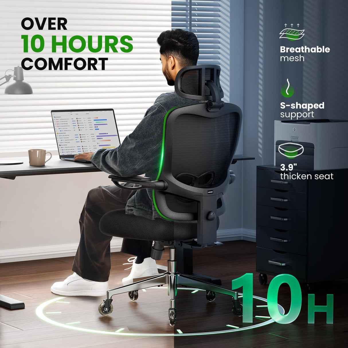 Ergonomic Office Chair for Big and Tall - 350lbs Capacity with Lumbar Support