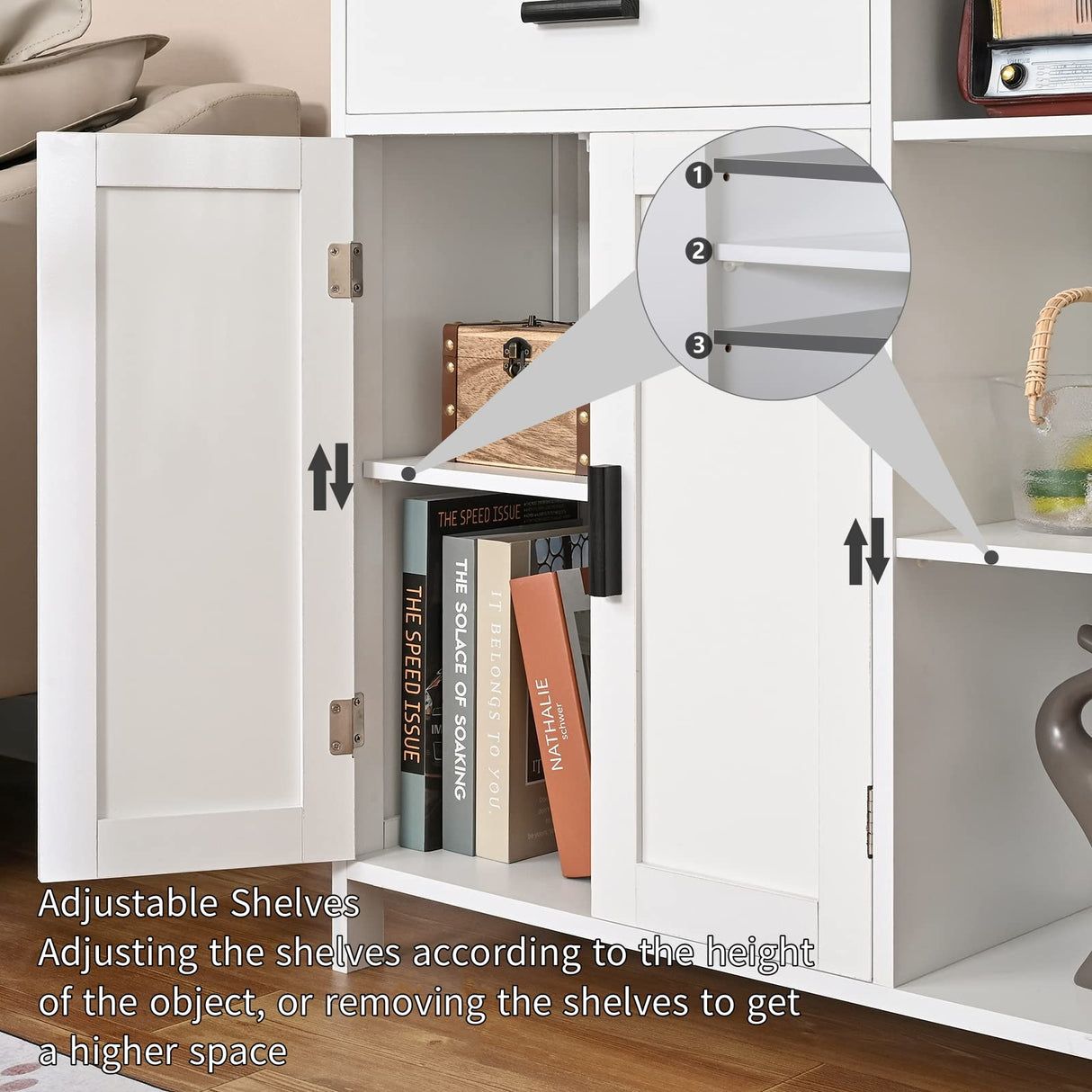 Bathroom Cabinet, Floor Storage Cabinet with Doors and Shelves, Coffee Bar Cabinet