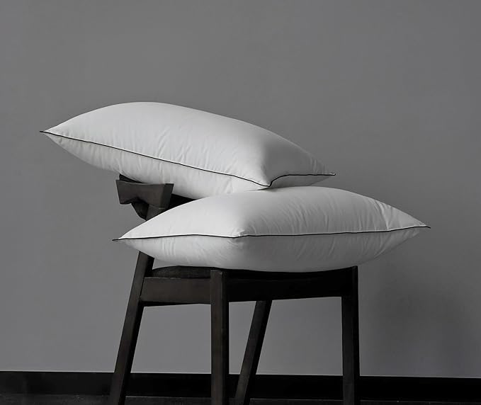 Luxury Goose Down Pillow Standard Size, Bed Pillows with 750 Fill-Power