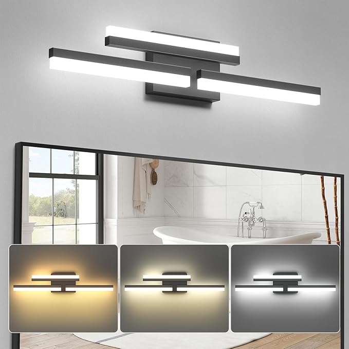 Modern Vanity Lights 32.5inch, Black Bathroom Light Fixture, 3CCT LED Lighting fixtures