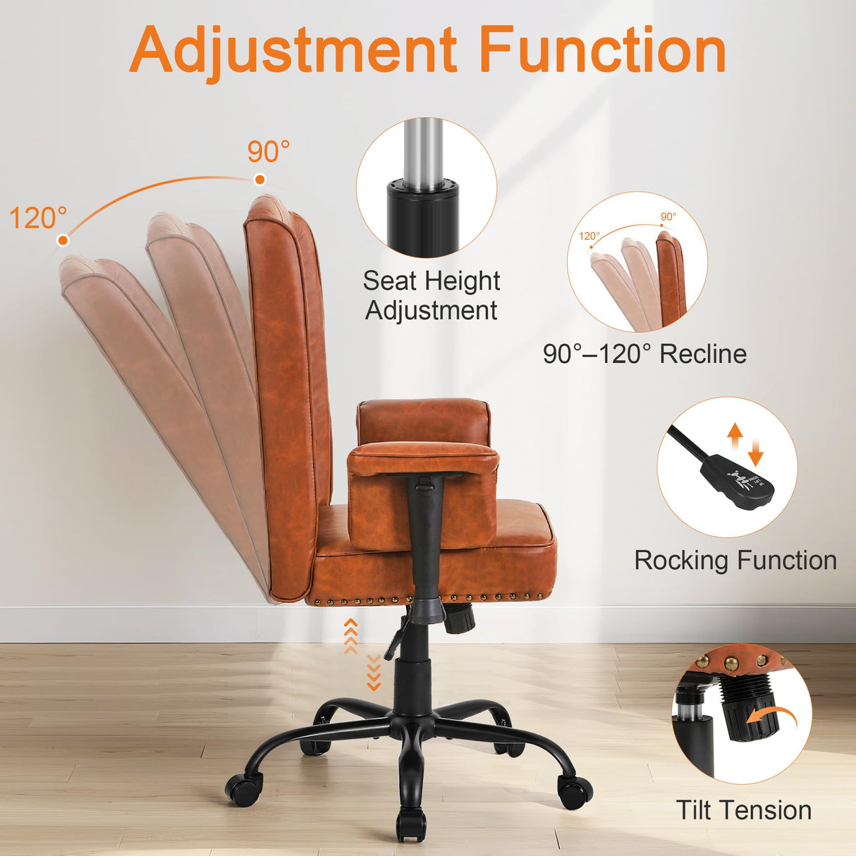 Ergonomic Office Chair with High Backrest and Adjustable Armrests
