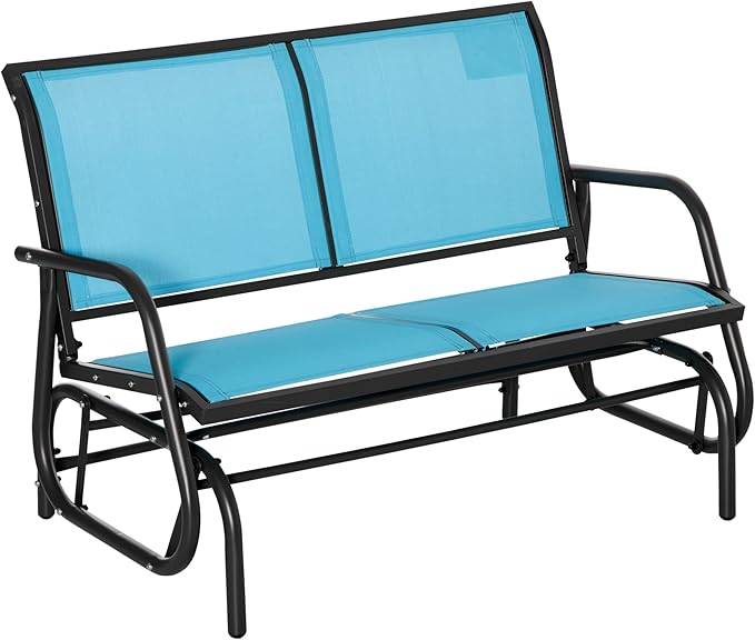 2-Person Outdoor Glider Bench, Patio Double Swing Rocking Chair Loveseat w/Powder