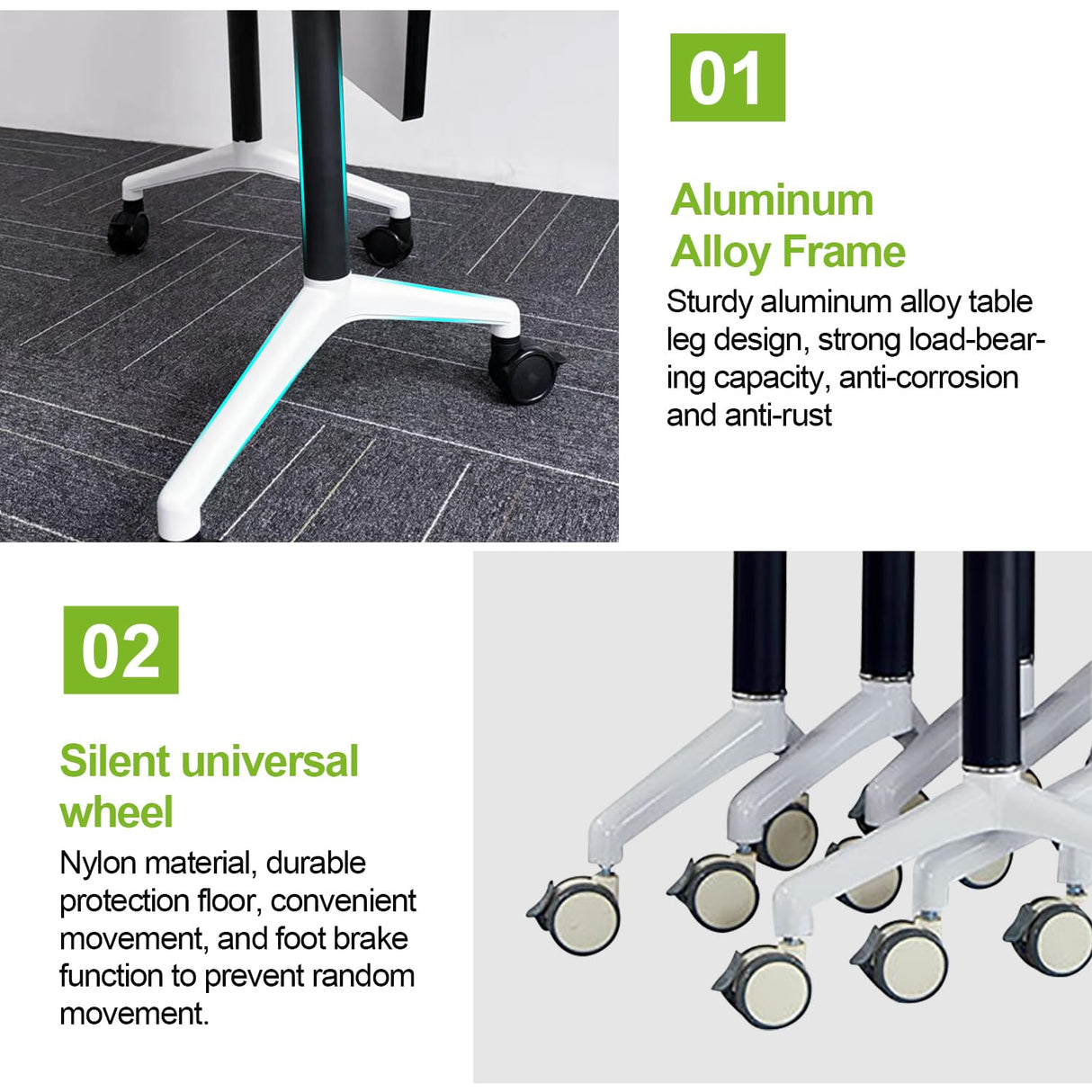 Foldable Conference Room Tables,Flip Top Mobile Training Table,Modern Meeting Table with Silent Wheels,Mobile Conference Tables,47.2 "x23.6 x 29.5 Meeting Room Table for Office Training (6pack)