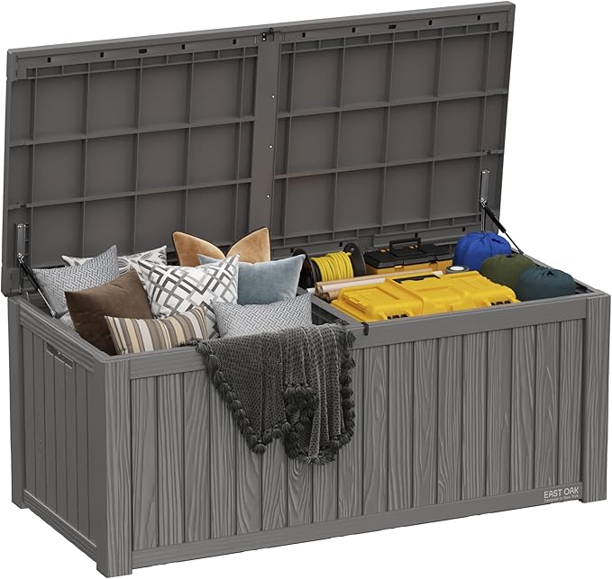 Outdoor Storage Box | 31 Gallon Deck Box Indoor and Outdoor Use | Waterproof Resin