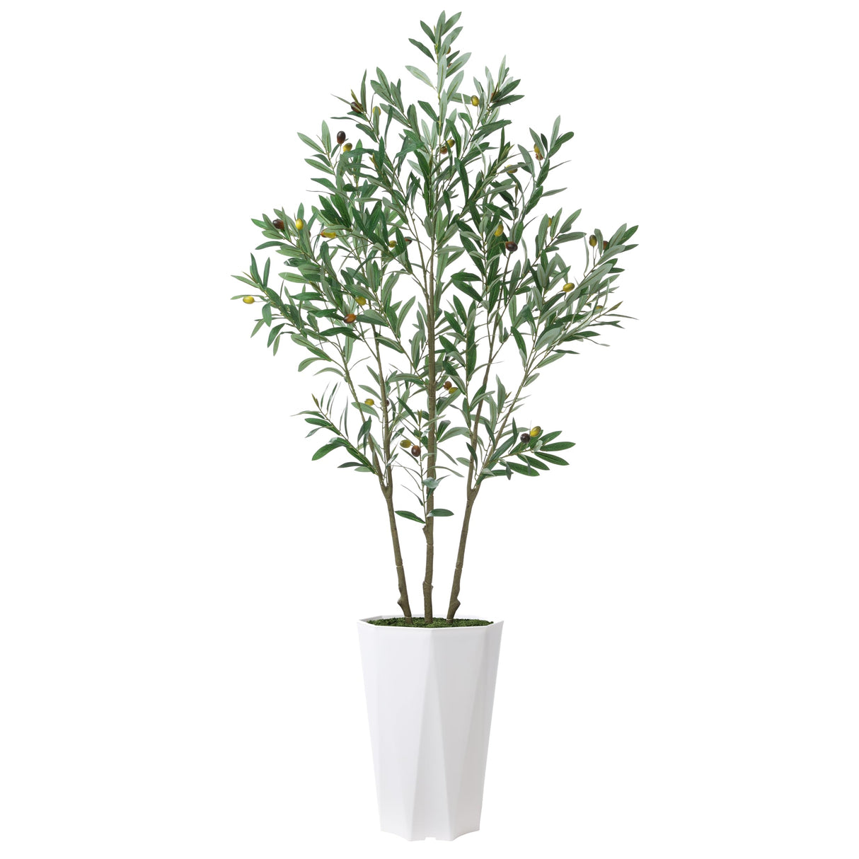 Artificial Olive Tree 5FT Fake Plant with White Diamond Planter Faux Olive Tall