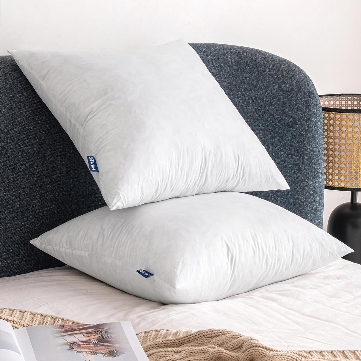 Euro Pillow Inserts 26x26 Inch Set of 2, Polycotton Mix Feather Throw Pillow Inserts