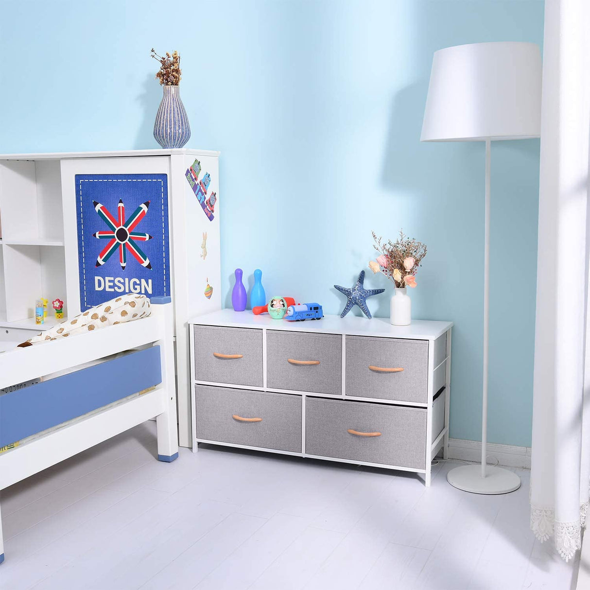 Dresser for Bedroom, Fabric Dresser with 5 Drawers