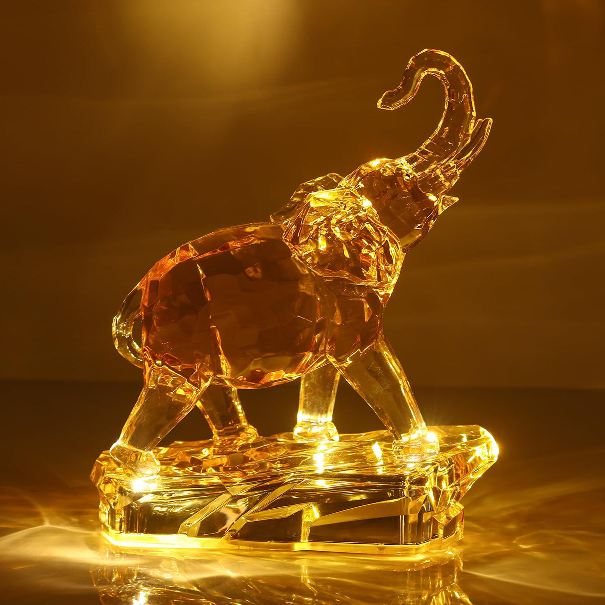 Acrylic Clear Elephant Figurines Crystal Glass Finish, High End African Statues