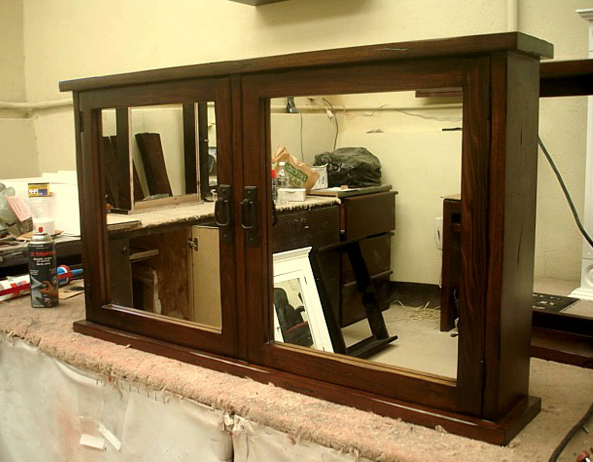 Mission Medicine Cabinet, 2 Doors, Solid Wood, Handmade, Medium Dark Finish