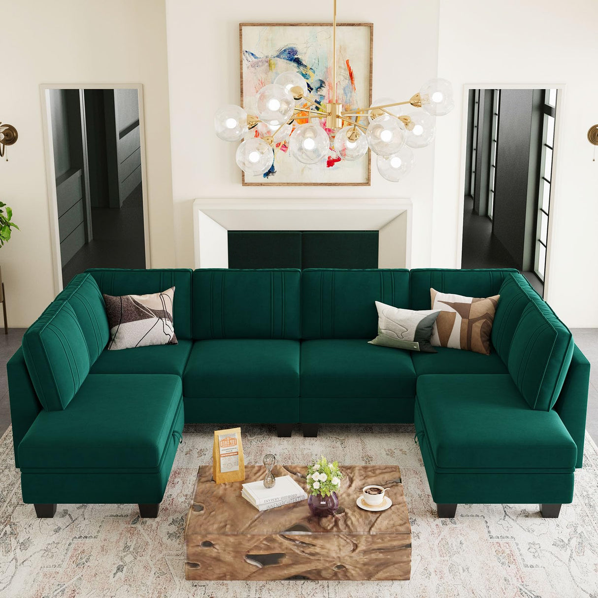 Couch with Storage Ottoman, U Shaped Sectional Sofa Couch